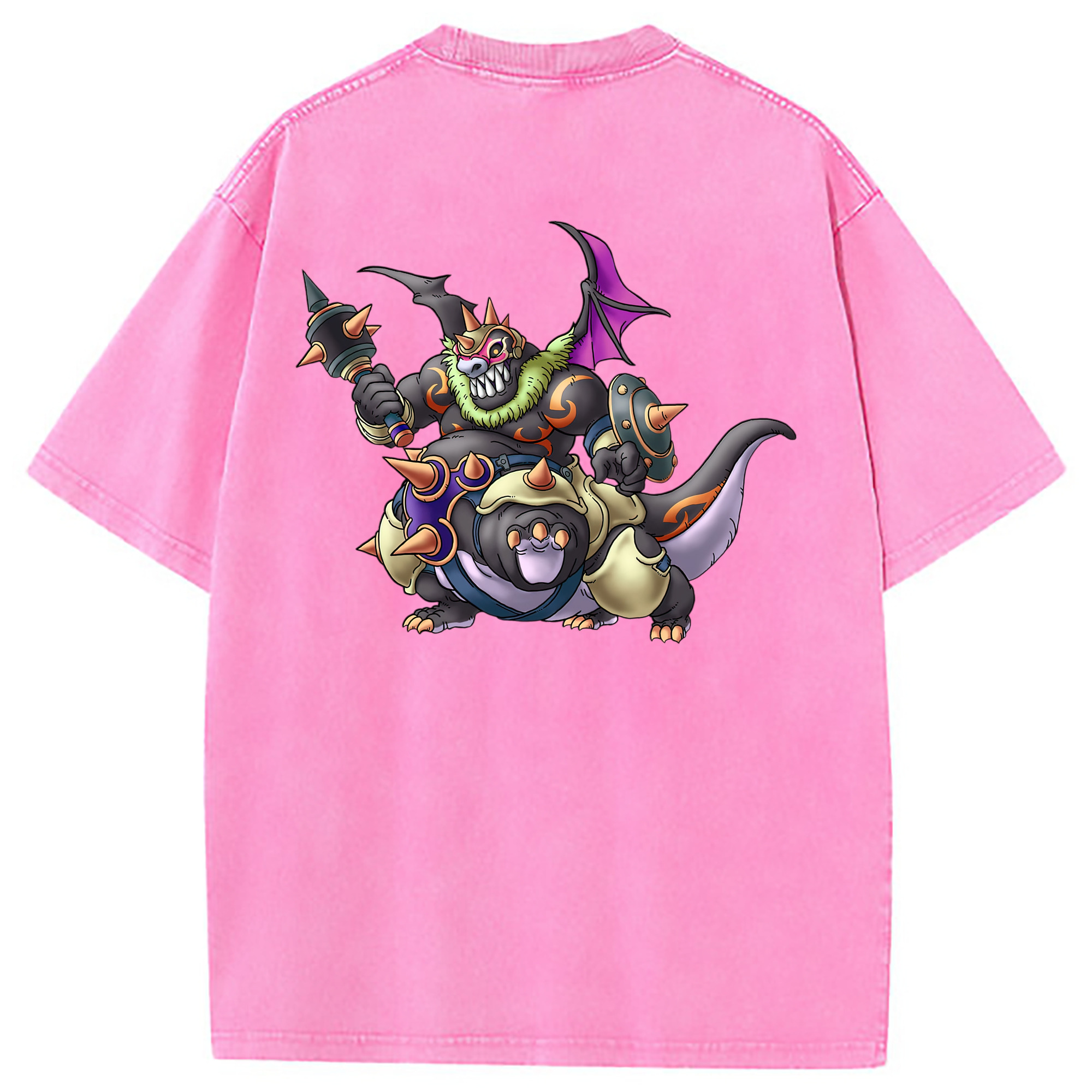 （画像用） ドラゴンクエスト Doragon Kuesuto Dragon Quest 綿100% ヴィンテージ風 半袖Tシャツ（背面プリント）